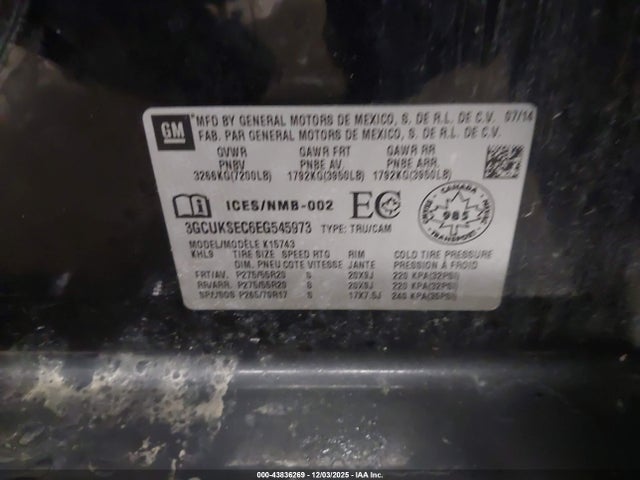 3GCUKSEC6EG545973 Chevrolet Silverado 1500 1lz/2lz