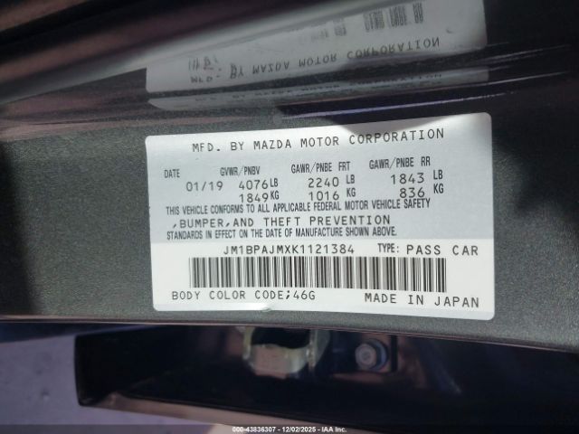 2019 MAZDA MAZDA3 JM1BPAJMXK1121384 Photo 8