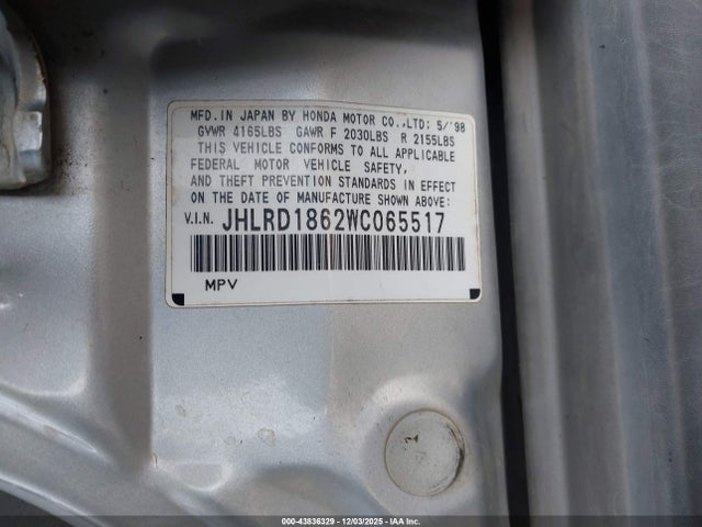 1998 HONDA CR-V JHLRD1862WC065517 Photo 8