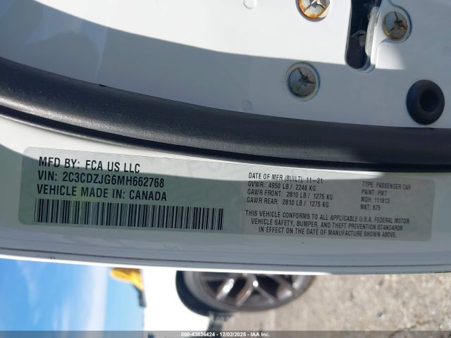 2021 DODGE CHALLENGER 2C3CDZJG6MH662768 Photo 8