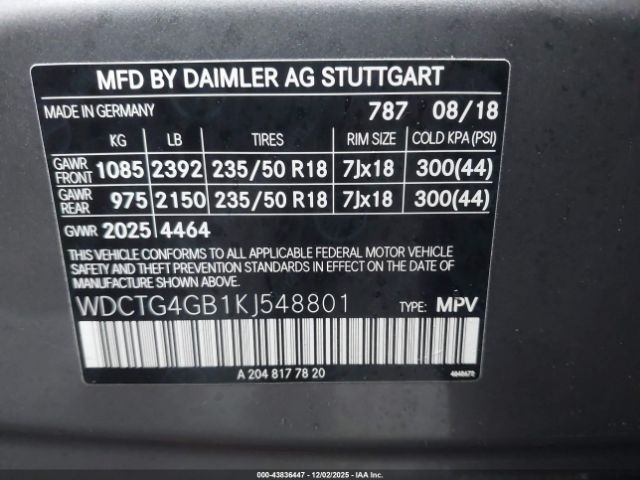 2019 MERCEDES-BENZ GLA 250 WDCTG4GB1KJ548801 Photo 8