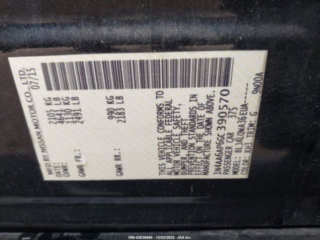 2016 NISSAN MAXIMA 1N4AA6AP6GC390570 Photo 8