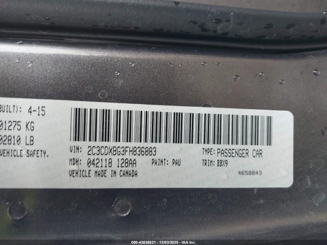 2C3CDXBG3FH836883 Dodge Charger Se