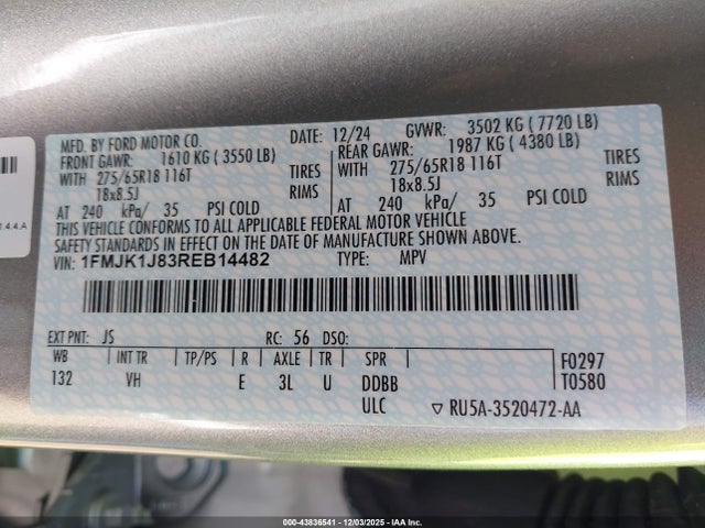 1FMJK1J83REB14482 Ford Expedition Xlt Max