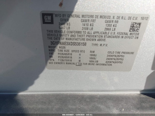 2013 CADILLAC SRX 3GYFNAE3XDS536158 Photo 8