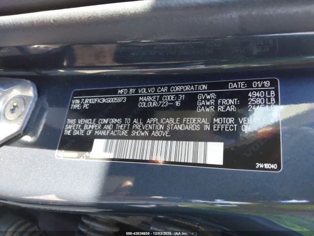 2019 VOLVO S60 7JR102FK3KG005973 Photo 8