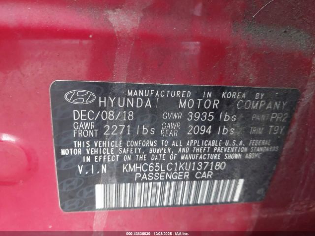 2019 HYUNDAI IONIQ HYBRID KMHC65LC1KU137180 Photo 8