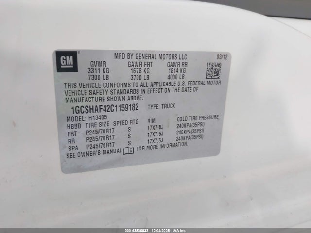 2012 CHEVROLET EXPRESS 1500 1GCSHAF42C1159182 Photo 8