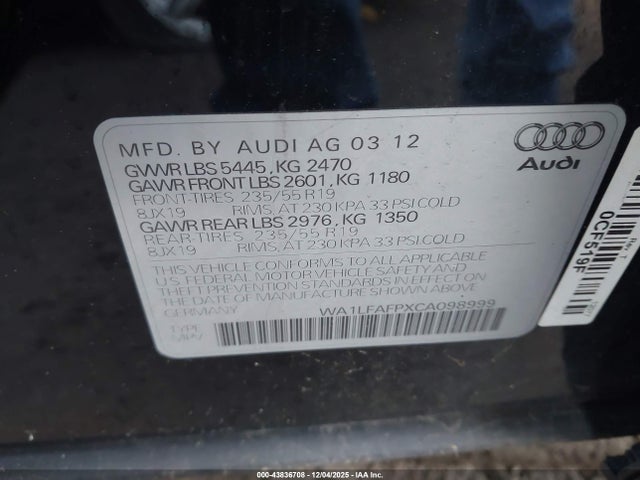 2012 AUDI Q5 WA1LFAFPXCA098999 Photo 8