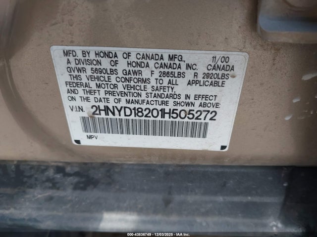 2001 ACURA MDX 2HNYD18201H505272 Photo 8