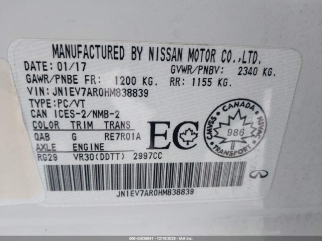 2017 INFINITI Q50 JN1EV7AR0HM838839 Photo 8