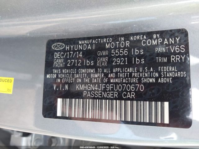 2015 HYUNDAI GENESIS KMHGN4JF9FU070670 Photo 8