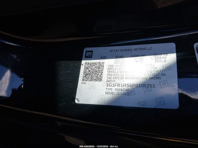 1G1FB1RS6P0100251 Chevrolet Camaro Rwd 1lt