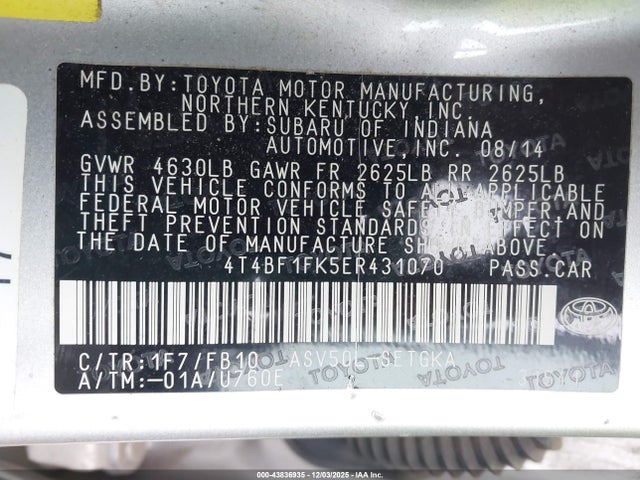 Toyota CAMRY XLE 2014 4T4BF1FK5ER431070 Image 9