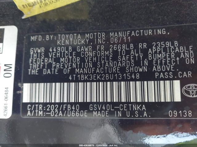 2011 TOYOTA CAMRY 4T1BK3EK2BU131548 Photo 8