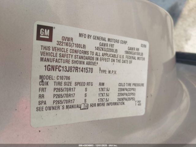 2007 CHEVROLET TAHOE 1GNFC13J87R141570 Photo 8