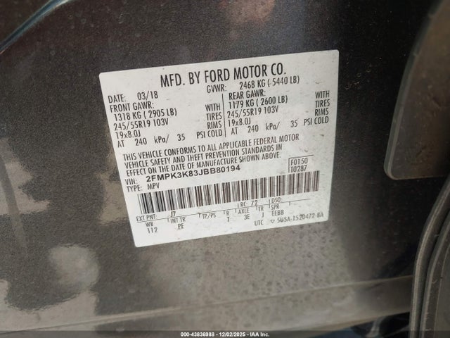 Ford Edge Titanium 2018 2FMPK3K83JBB80194 Image 9