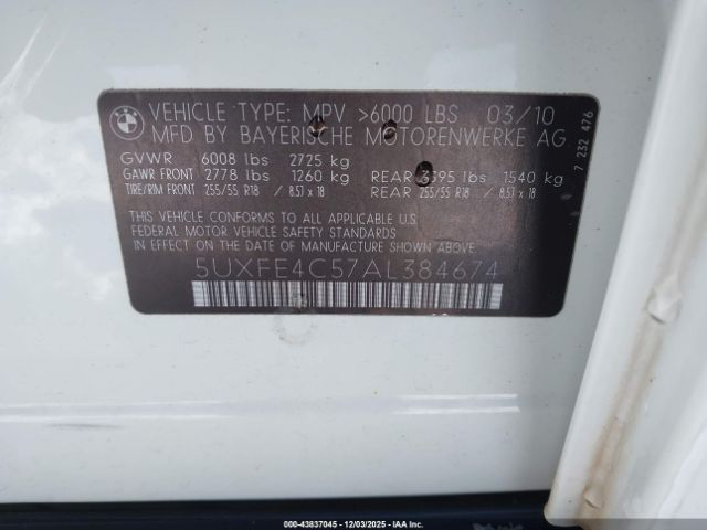 2010 BMW X5 5UXFE4C57AL384674 Photo 8