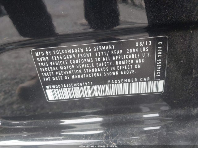 Продаж на аукціоні авто 2014 Volkswagen Gti Wolfsburg Edition, vin: WVWGD7AJ3EW001974, номер лоту: 43837048
