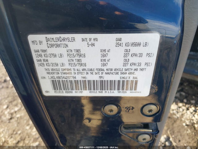 Продаж на аукціоні авто 2004 Jeep Liberty Sport, vin: 1J4GL48K54W297704, номер лоту: 43837111