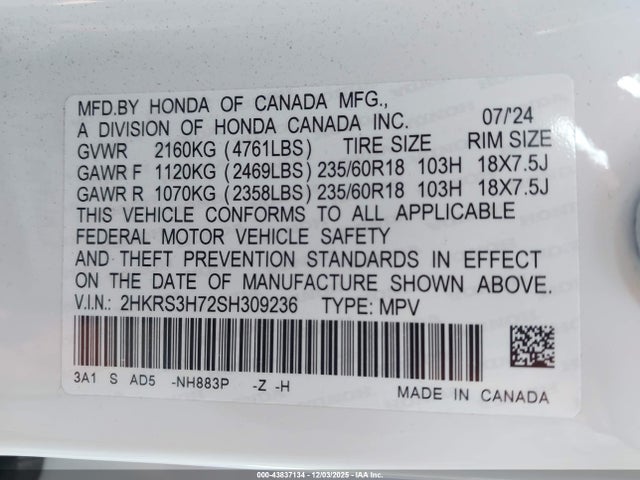 2HKRS3H72SH309236 Honda CR-V
