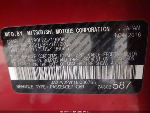 2017 MITSUBISHI LANCER JA32V2FW1HU006765 Photo 8