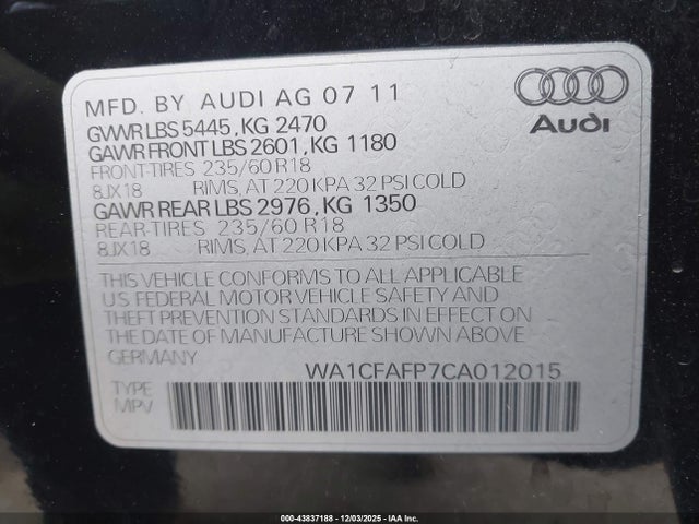 2012 AUDI Q5 WA1CFAFP7CA012015 Photo 8