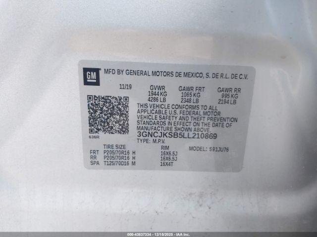 2020 CHEVROLET TRAX 3GNCJKSB5LL210869 Photo 8