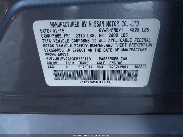 Aukcja sprzedaży 2015 Infiniti Q50 Premium/sport, vin: JN1BV7AP3FM339113, numer aukcji: 43837366
