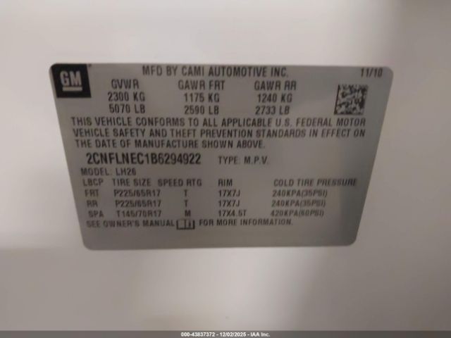 2011 CHEVROLET EQUINOX 2CNFLNEC1B6294922 Photo 8