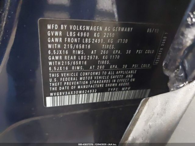 2013 VOLKSWAGEN TIGUAN WVGBV3AX3DW624932 Photo 8