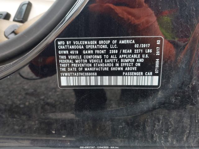 2017 VOLKSWAGEN PASSAT 1VWGT7A37HC059058 Photo 8