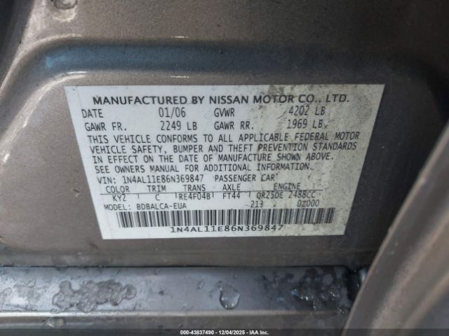 2006 NISSAN ALTIMA 1N4AL11E86N369847 Photo 8