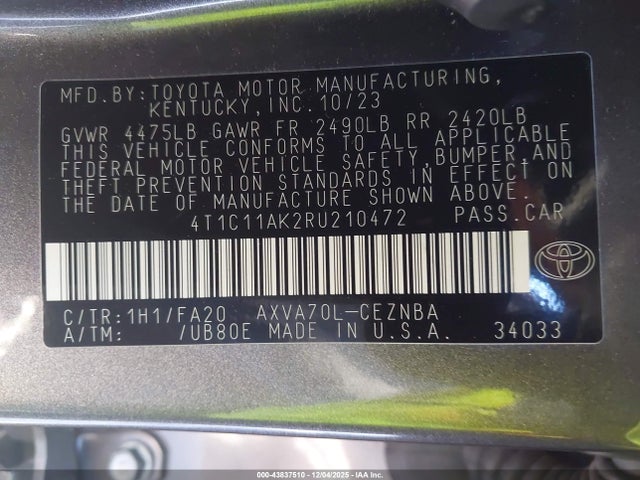 Toyota CAMRY LE 2024 4T1C11AK2RU210472 Image 9
