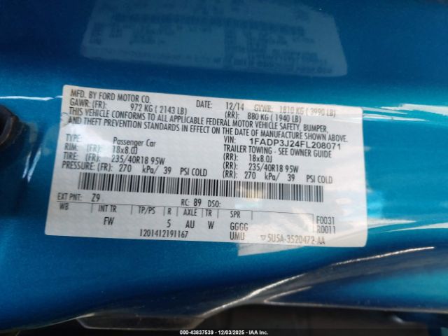 2015 FORD FOCUS 1FADP3J24FL208071 Photo 8