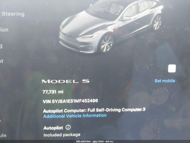 Tesla Model S Long Range Dual Motor All-wheel Drive 2021 5YJSA1E51MF452496 Image 15