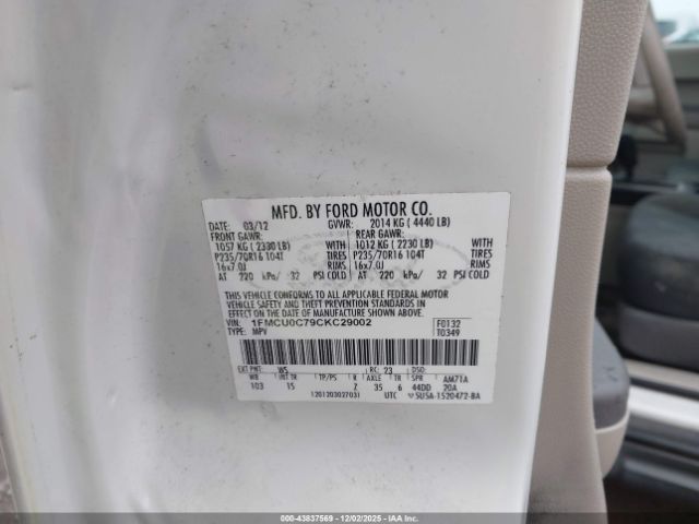 2012 FORD ESCAPE 1FMCU0C79CKC29002 Photo 8