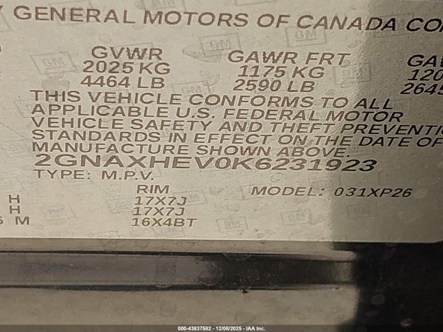 2019 CHEVROLET EQUINOX 2GNAXHEV0K6231923 Photo 8