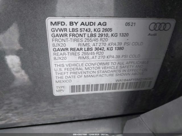 2021 AUDI SQ5 WA1B4AFY5M2106383 Photo 8