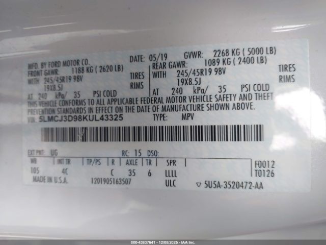 2019 LINCOLN MKC 5LMCJ3D98KUL43325 Photo 8