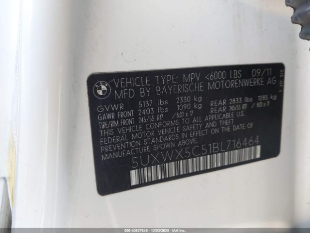 2011 BMW X3 5UXWX5C51BL716464 Photo 8