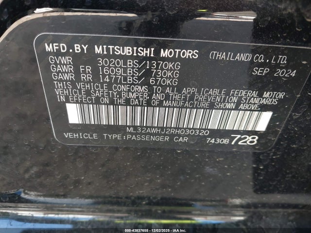 2024 MITSUBISHI MIRAGE ML32AWHJ2RH030320 Photo 8