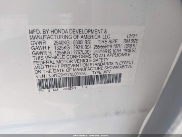 2022 ACURA MDX 5J8YD9H32NL009090 Photo 8