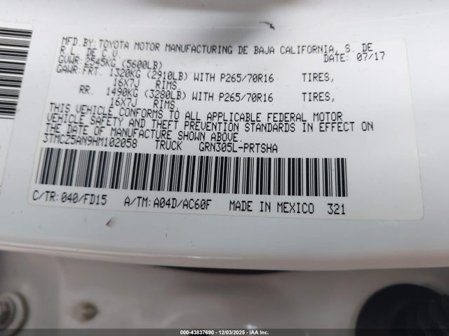 3TMCZ5AN9HM102058 Toyota Tacoma Trd Sport