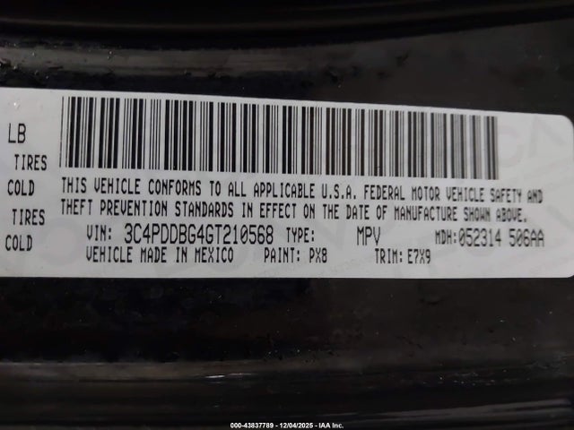 3C4PDDBG4GT210568 Dodge Journey Sxt