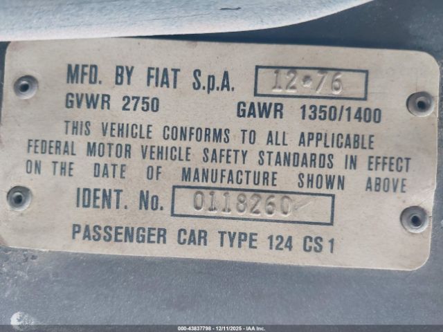 1977 FIAT 124 SPIDER 124CS10118260 Photo 8