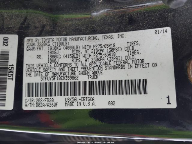 2014 TOYOTA TUNDRA 5TFUY5F18EX359862 Photo 8