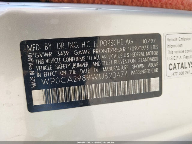 1998 PORSCHE BOXSTER WP0CA2989WU620474 Photo 8