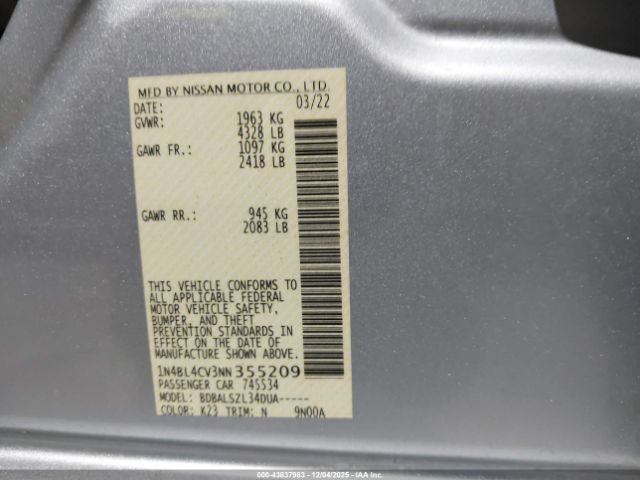 2022 NISSAN ALTIMA 1N4BL4CV3NN355209 Photo 8