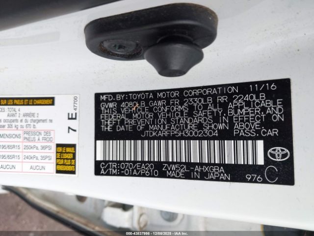 2017 TOYOTA PRIUS PRIME JTDKARFP5H3002304 Photo 8